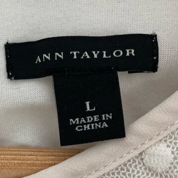 Ann Taylor Swiss Dot Ivory Mesh Blouse Lined 3/4 Sleeves Large - Picture 3 of 7